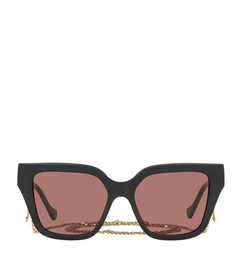 gucci rectangular sunglasses with chain|gucci rimless sunglasses for women.